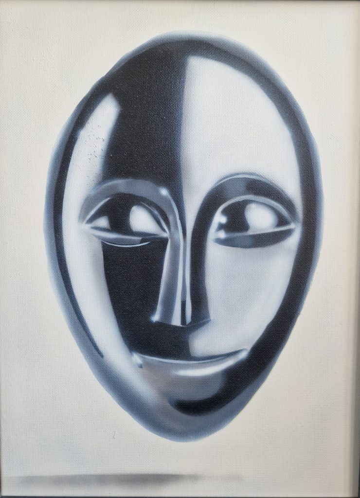A chrome head - illustrating the AI - painting by Jesper Hansen