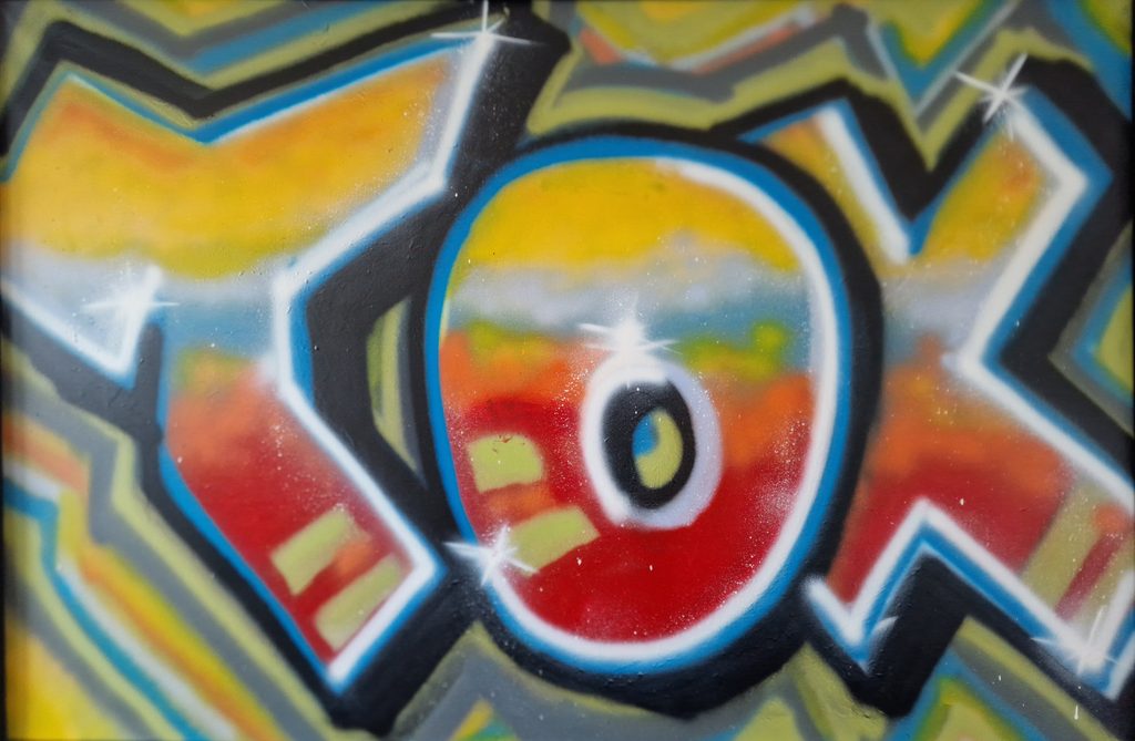 Grafitti art "letters TOX" spray on canvas